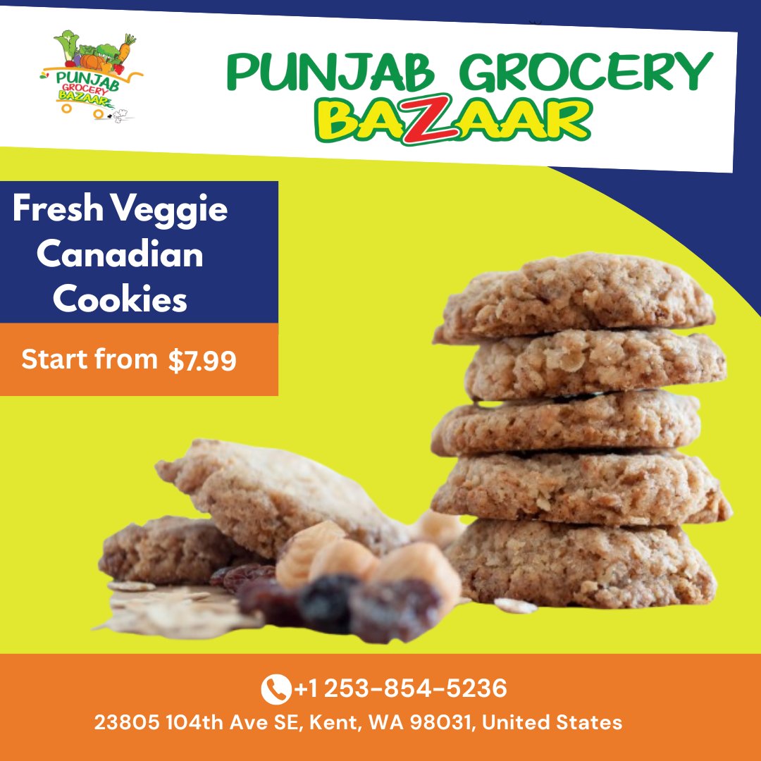 PGroceryBazaar's tweet image. 🥦🍪 Fresh Veggie Canadian Cookies Now Available! 🍪🥦
Grab your pack of delicious and healthy Canadian cookies made with fresh veggies – now at a very affordable price only at Punjab Grocery Store!
Come taste the freshness today! 🛒✨
#FreshCookies #HealthySnacks