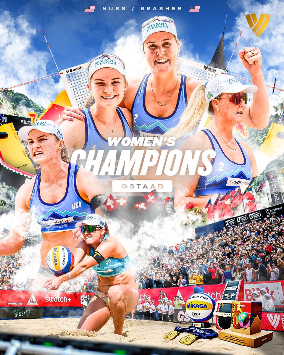 KRISTEN NUSS &amp; TARYN BRASHER 🇺🇸 ARE GSTAAD ELITE CHAMPIONS! 🥇
These American powerhouses are now back-to-back Gstaad champions, successfully defending their title from last year! 

🏐 #BeachProTourGstaad #BeachVolleyball