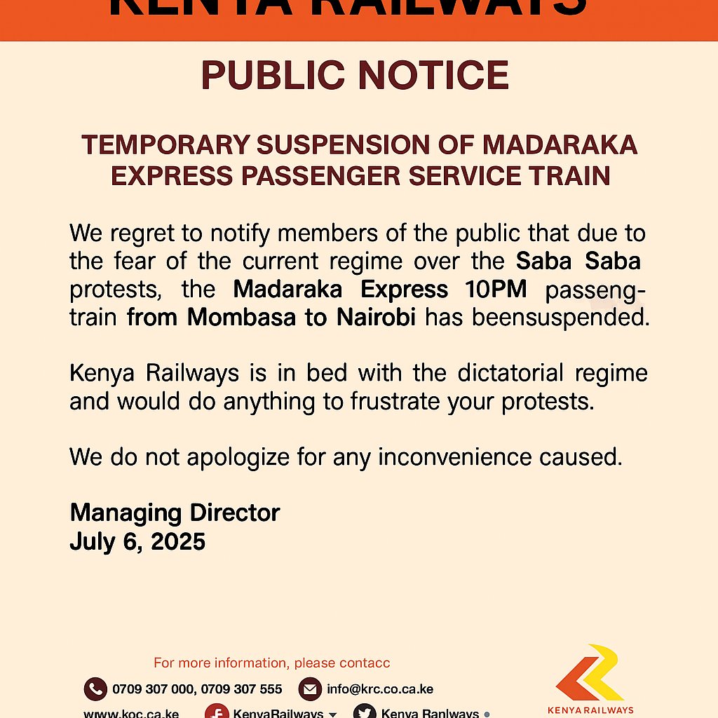 <a href="/KenyaRailways_/">Kenya Railways</a> FIXED IT!