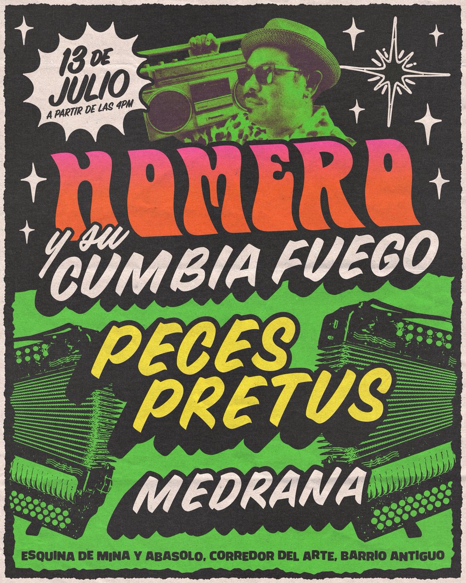¡Cumbia en las calles!
Próximo domingo en Barrio Antiguo con pura Cumbia Fuego 🔥