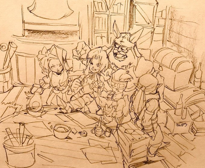 25周年ですねー！！！めでたいわ〜〜過去絵ですがお祝いぃ！！！！！！🥂

#FF9