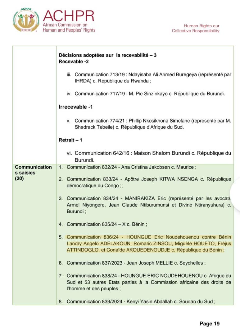 Après un peu moins d'une dizaine de requêtes dvt la Cour Africaine depuis 2017, 1e tentative dvt la Cour de Justice de la CEDEAO &amp; 1e centaine de requêtes dvt la Cour const depuis 1e dizaine d'années, vous verrez 3 de nos communications dvt la Commission ds les rapports combinés