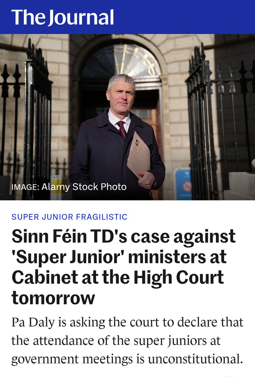 Mick Caul (@caulmick) on Twitter photo SINN FÉIN TD Pa Daly’s case against the Taoiseach regarding the appointment of the controversial ‘Super Junior’ Ministers will go to full hearing tomorrow morning at the High Court. 
#Dáil34 #Constitution 
thejournal.ie/super-junior-m… SINN FÉIN TD Pa Daly’s case against the Taoiseach regarding the appointment of the controversial ‘Super Junior’ Ministers will go to full hearing tomorrow morning at the High Court. 
#Dáil34 #Constitution 
thejournal.ie/super-junior-m…