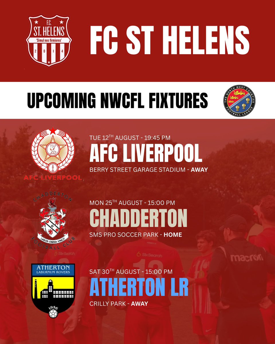 F C St.Helens (@fcsthelens) on Twitter photo Opening League Fixtures announced! Secure yours season ticket fast and general sale on soon! Sponsored and supported by <a href="/TDConstTesting/">TD Construction Testing</a> Ltd <a href="/landlexectravel/">L & L Executive Travel</a> <a href="/OurClubLotto/">Our Club Lotto</a> <a href="/nwcfl/">The NWCFL ⚽️</a> #UpTheStripes 🔴⚪️🔴 Opening League Fixtures announced! Secure yours season ticket fast and general sale on soon! Sponsored and supported by <a href="/TDConstTesting/">TD Construction Testing</a> Ltd <a href="/landlexectravel/">L & L Executive Travel</a> <a href="/OurClubLotto/">Our Club Lotto</a> <a href="/nwcfl/">The NWCFL ⚽️</a> #UpTheStripes 🔴⚪️🔴