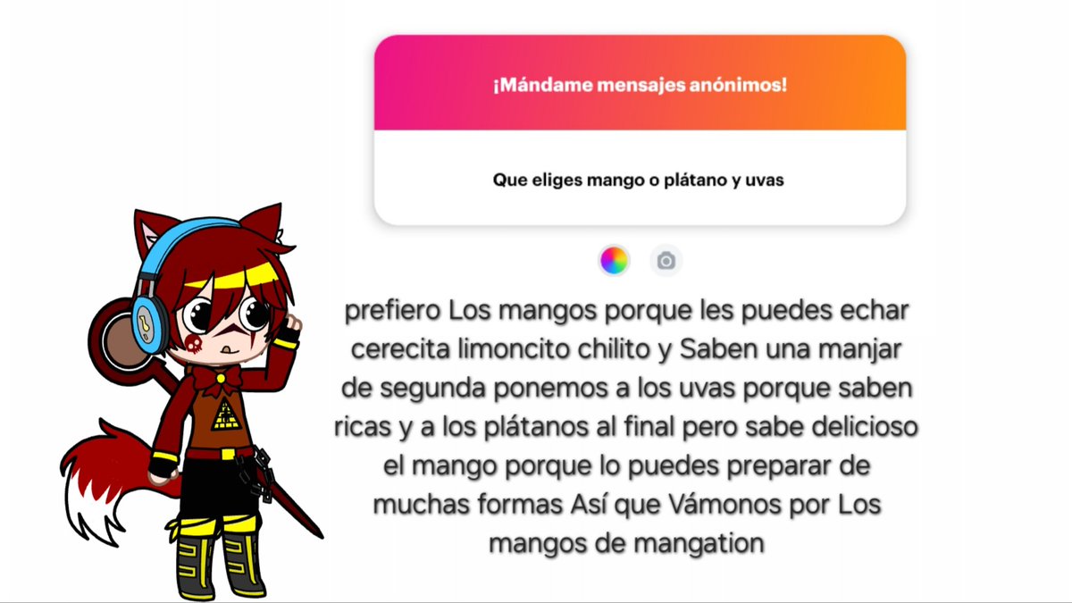 🦊🔮: Es que es la verdad Los mangos saben Deliciosos échales aletitas y combinarlos con otras cosas saben aún más ricos Así que vimos Los mangos^^

//ngl.link/zorrito10j Haz preguntas anónimas aqui^^
