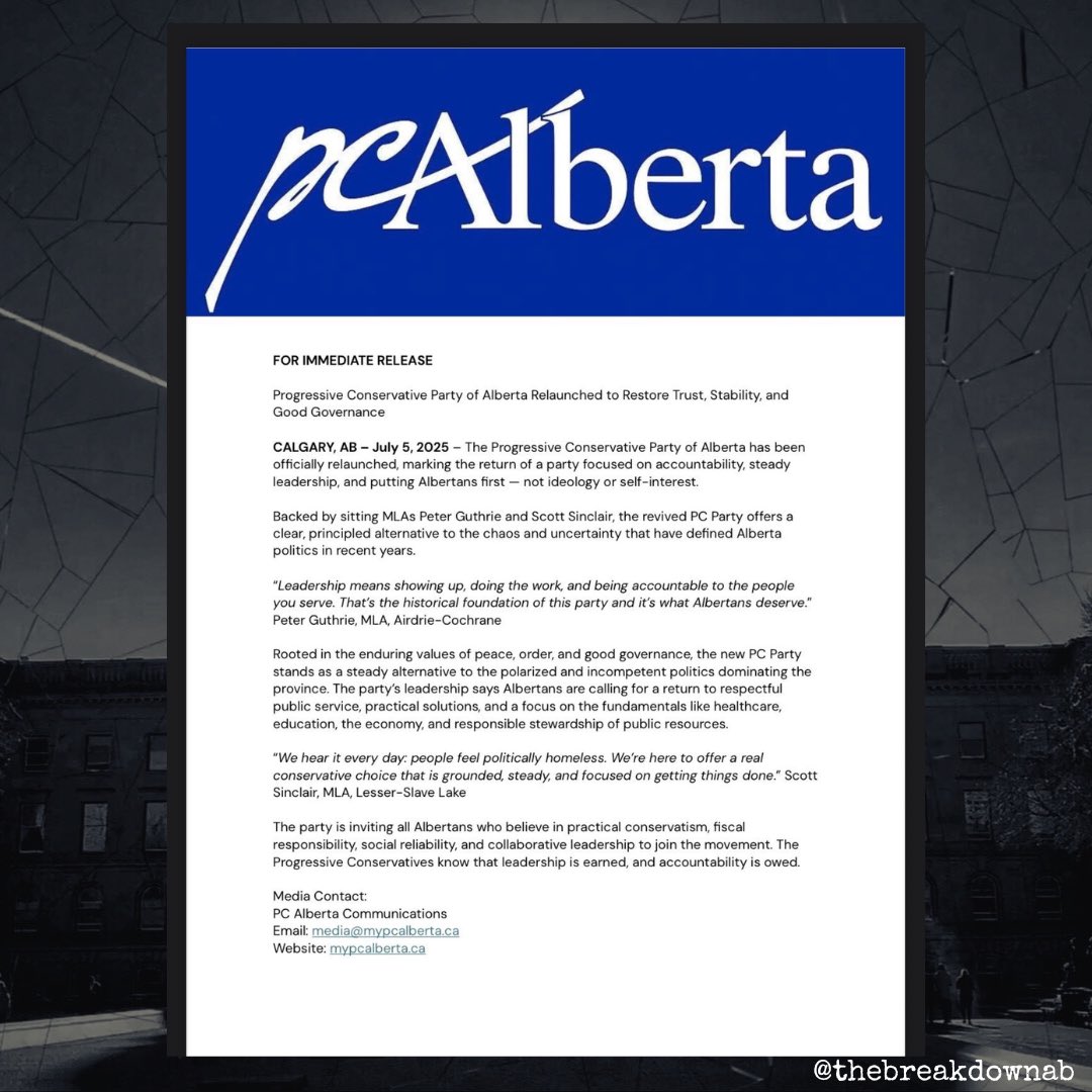 The Breakdown (@thebreakdownab) on Twitter photo Here we go!
<a href="/myPCAlberta/">PC Alberta</a> has officially launched their campaign to become a for realsies party again with a website launch and the announcement they’ll be collecting the required number of signatures!
#abpoli #ableg #cdnpoli Here we go!
<a href="/myPCAlberta/">PC Alberta</a> has officially launched their campaign to become a for realsies party again with a website launch and the announcement they’ll be collecting the required number of signatures!
#abpoli #ableg #cdnpoli