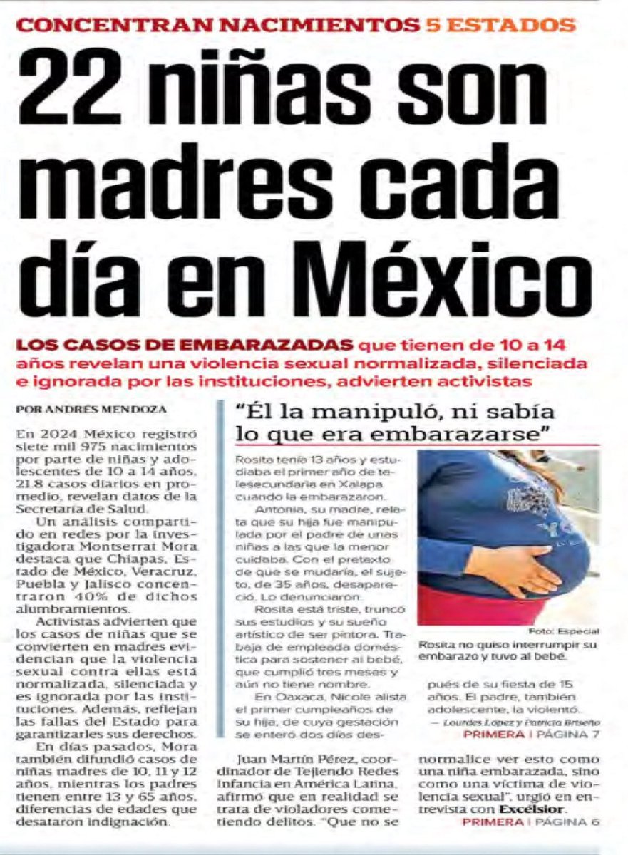 22 niñas al día se convierten en madres en México. No es casualidad ni accidente: es violencia sexual sistemática, impune y tolerada por el Estado. Cada embarazo en una niña menor de 15 años es una violación. Cada bebé nacido es la prueba viviente de un delito que el sistema