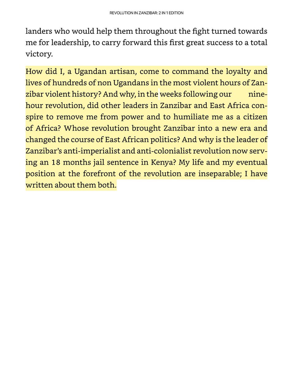 PhillipKarugaba's tweet image. From the man himself, “Revolution in Zanzibar” by Field Marshal John Gideon Okello, the Ugandan who led the 1964 Zanzibar Revolution, a true people’s struggle! What a story! A gripping account of courage and change. 🇺🇬🇹🇿 #ZanzibarRevolution #AfricanHistory #JohnOkello