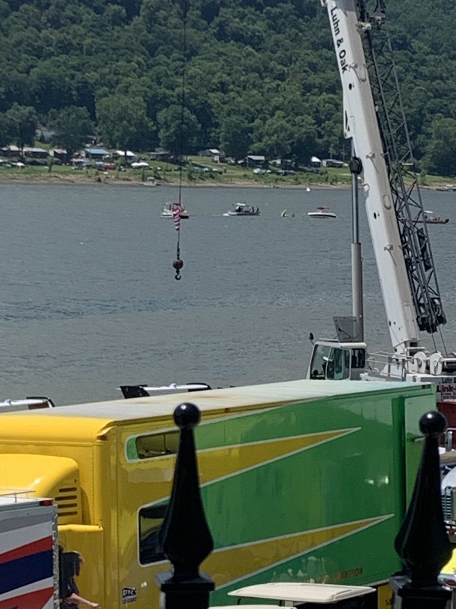 Past Madison Regatta President Jak McCormick’s ProLite class craft received damage when he hit a hole and hook, and then began to sink in turn 1. Thankfully, Jak is ok and is on the rescue boat as they work to tow in his boat.