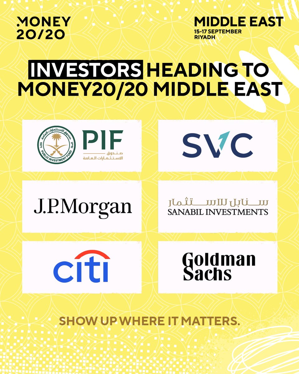 Money20/20 Middle East (@money2020_me) on Twitter photo Whether you're a founder or a GP - Riyadh is calling. And our investors have already answered.
Want to join them? Apply for a limited investor badge 👉investors@money2020middleeast.com
If you're a startup - hurry up and apply through our website.
#Money2020MiddleEast Whether you're a founder or a GP - Riyadh is calling. And our investors have already answered.
Want to join them? Apply for a limited investor badge 👉investors@money2020middleeast.com
If you're a startup - hurry up and apply through our website.
#Money2020MiddleEast