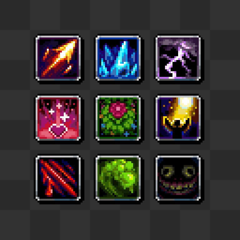 ivelsoul's tweet image. WIP – icons for upcoming skill animations
#pixelart #ドット絵 #gamedev