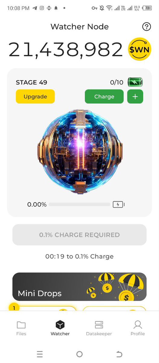 Keep up the work on the Watcher Node! I'm crushing it at stage 49, and only a few hours away from a full charge. I'm continuing my efforts and am almost at the final stage. #WatchersEverywhere