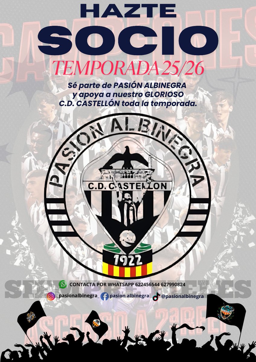 Pasion1922's tweet image. ¡¡HAZTE SOCIO DE PASIÓN ALBINEGRA!! 🏳️🏴
El inicio de la liga está a la vuelta de la esquina.. si quieres formar parte de esta gran familia, manda un privado a cualquiera de nuestras redes sociales e infórmate!!
#PPO 🤍🖤