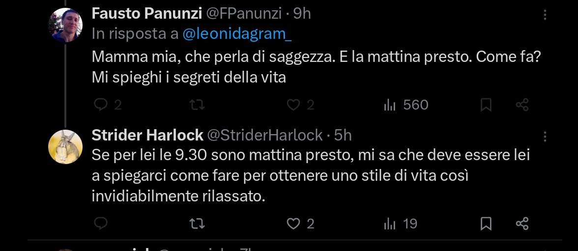 Non è che parteggi per l'uno o per l'altro, ma se sfotto Riccardo Puglisi mi ritwitta, se lo faccio con Fausto Panunzi mi blocca. E cmq "le perle di saggezza della mattina presto" alle 9.30 mi fa ancora ridere 😂. Bello fare la vita di *certi* professori universitari.