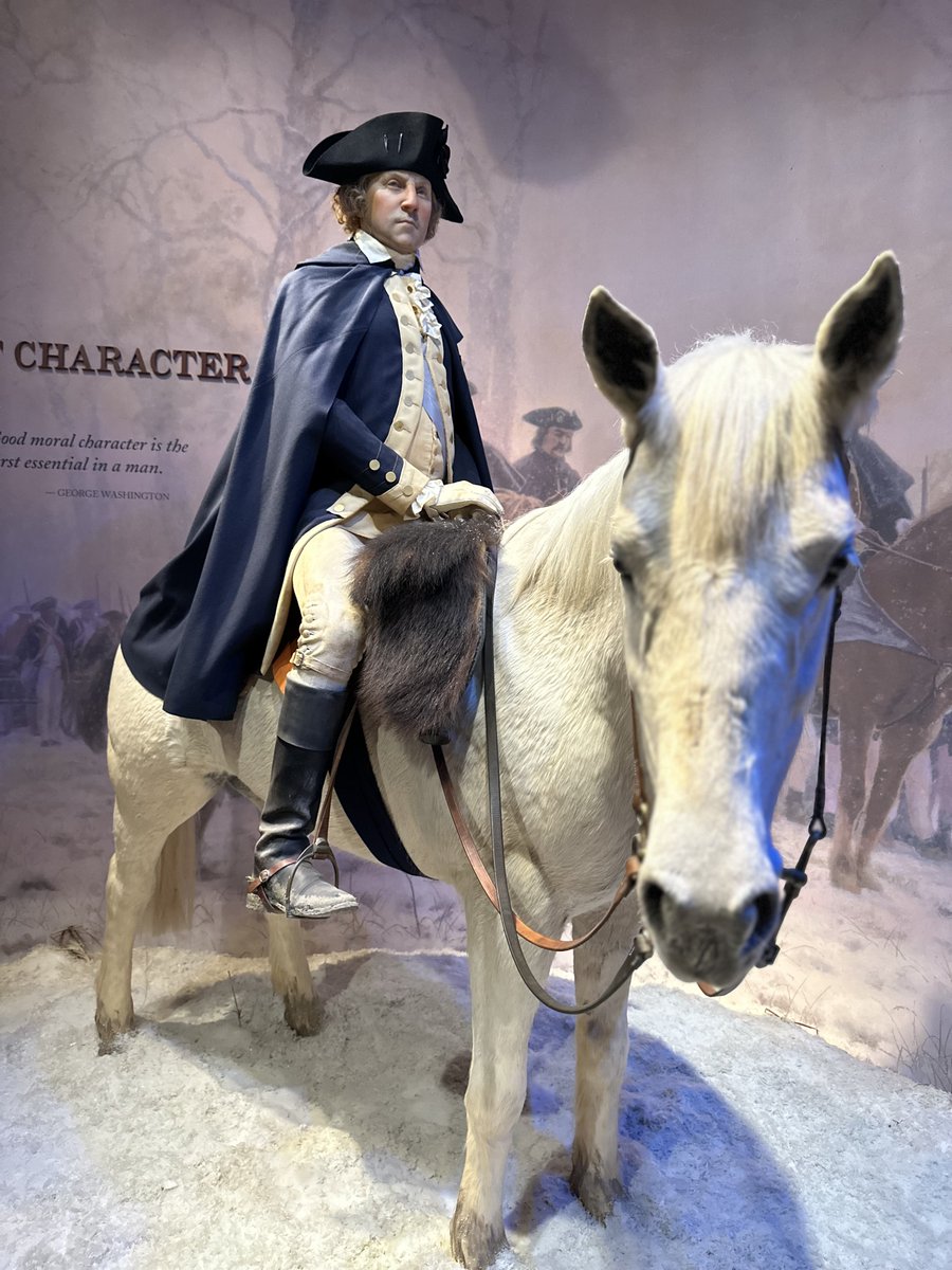 One more of the most indispensable American.  This is how General Washington would have looked in 1776.  

This is one of his two horses that he frequently rode, he was called Blueskin because his lips turned blue in the cold weather. Washington is almost always depicted on a