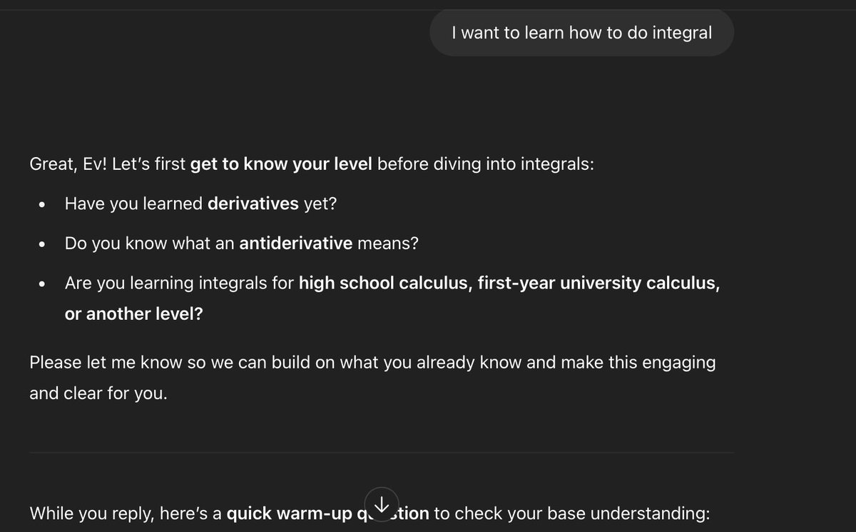 chatgptcheap's tweet photo. @testingcatalog @RayLin_AI feel like it’s more interactive, like a personal tutor. He also asks a lot more questions, kind of like deep research. https://t.co/YY9y5JpXZj