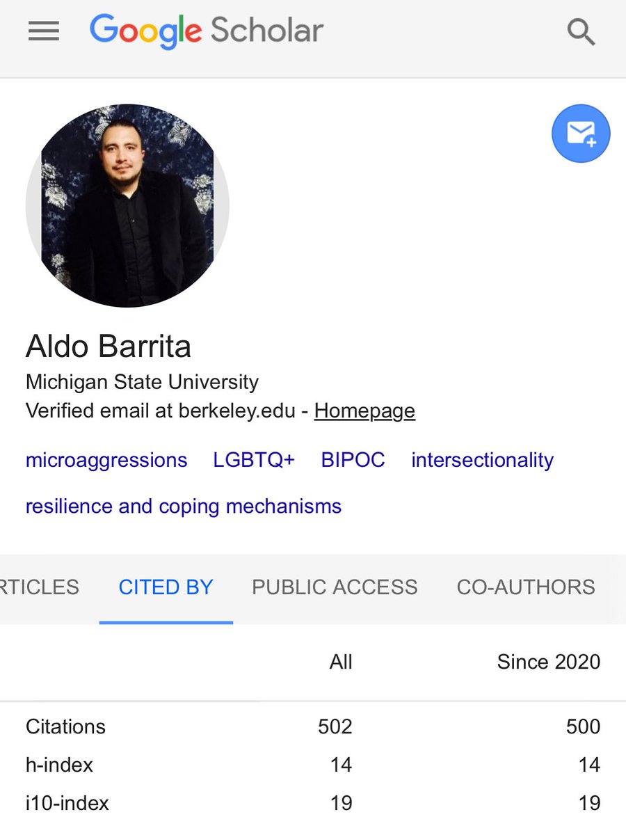 Happy Sunday

Personal milestone.  500 citations.  

I was once told I would never be a published author by a white professor in my first year of my PhD program.  It was a good thing that I never let anyone define who I am.  

Grateful for those that have supported me and
