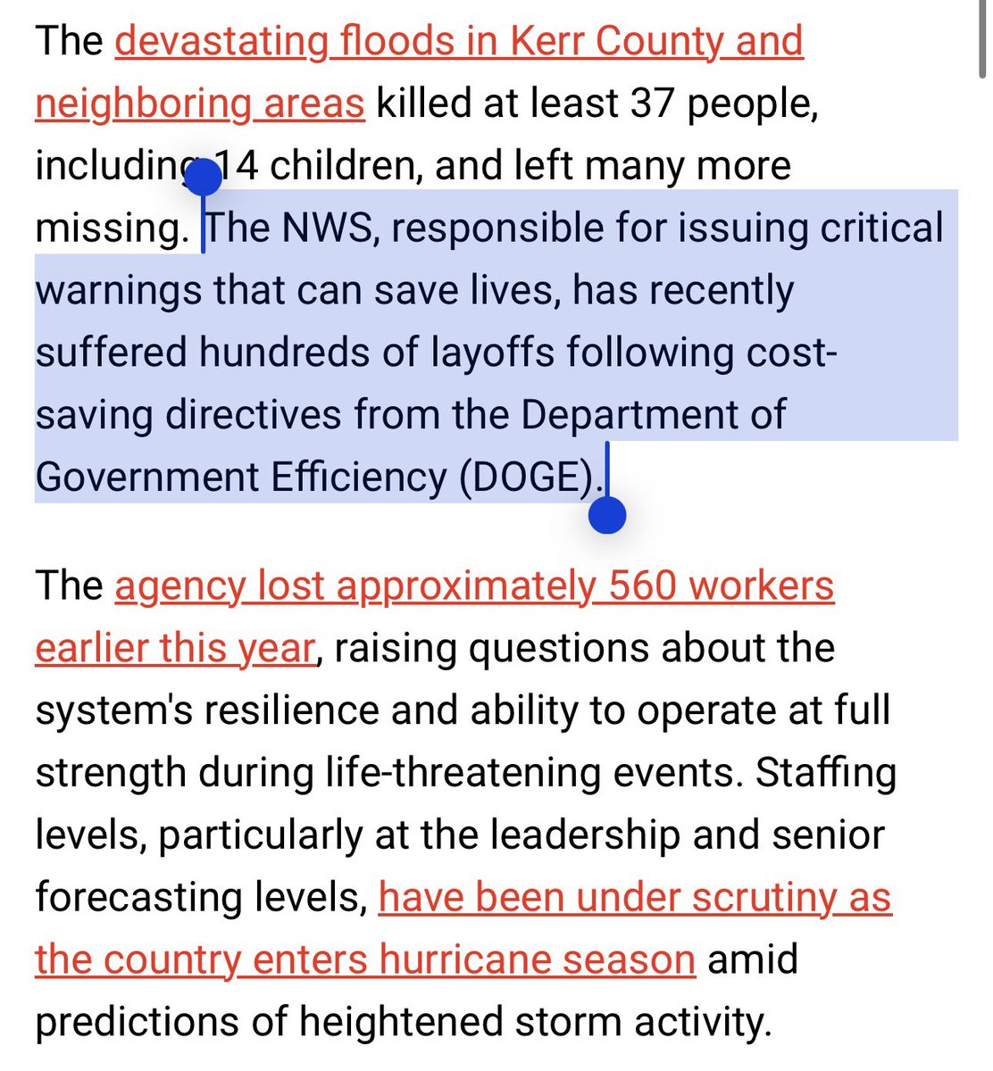 Mike Johnson says he feels “helpless” watching Texas flood.

But he’s the one pushing to make Trump’s DOGE cuts permanent – the same cuts that gutted the National Weather Service and left Texans without accurate warning.