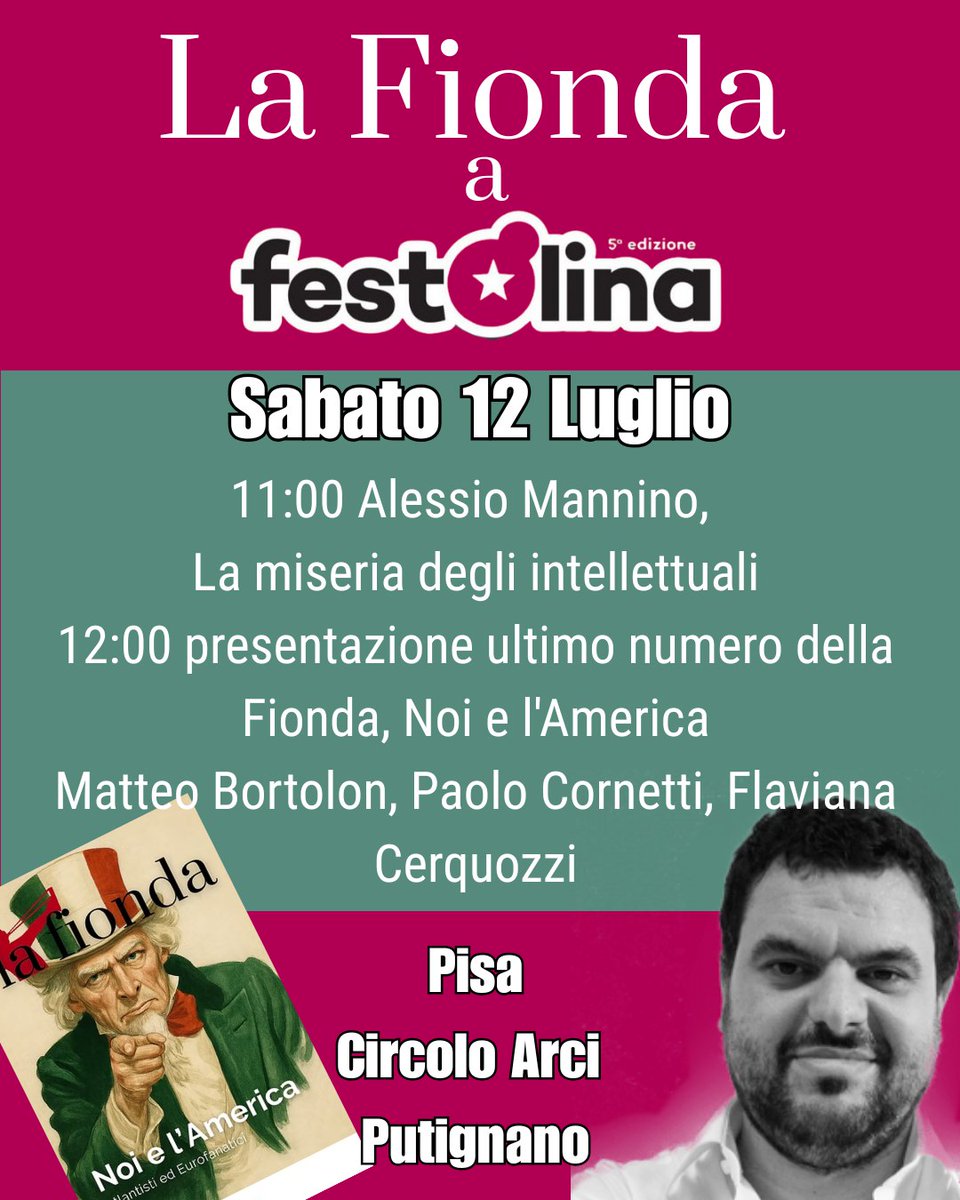 RivistaLaFionda's tweet image. LA FIONDA A FEST8LINA
😉 Fra il 9-13 luglio saremo presenti alla festa di @ottolinatv a Putignano (Pisa) (qui👉 maps.app.goo.gl/4b62grxsYfZZFg… ) in alcuni incontri.
📚 Sarà presente un banchino su cui potrete trovare anche l'ultimo numero cartaceo Noi e l'America - Atlantisti ed…