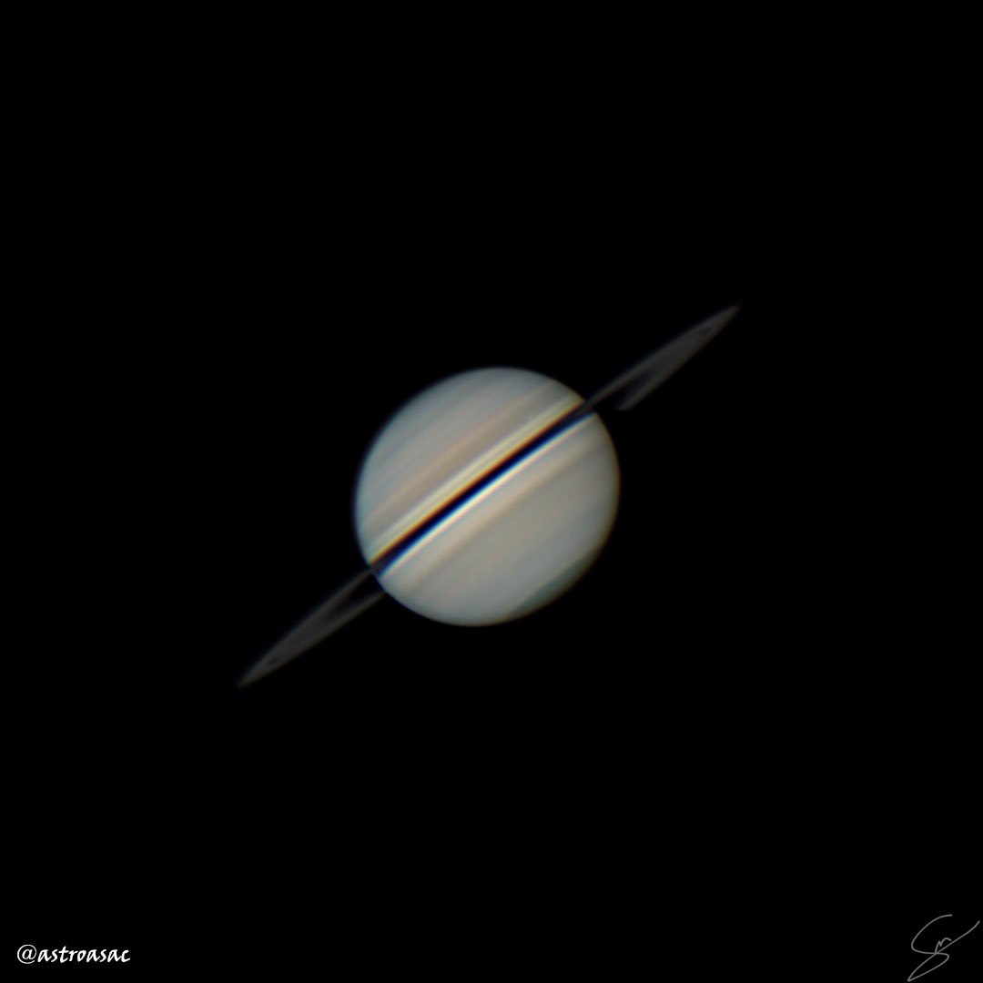 astroasac's tweet image. Primer Saturno de la temporada.——04/07/2025. 04.00 utc
Equipo: C11 XLT, Player One Uranus-C with Ir cut. Y Televue Powermate 2.5x.
.
.
.
#cielosESA #planet #solarsystem #saturn