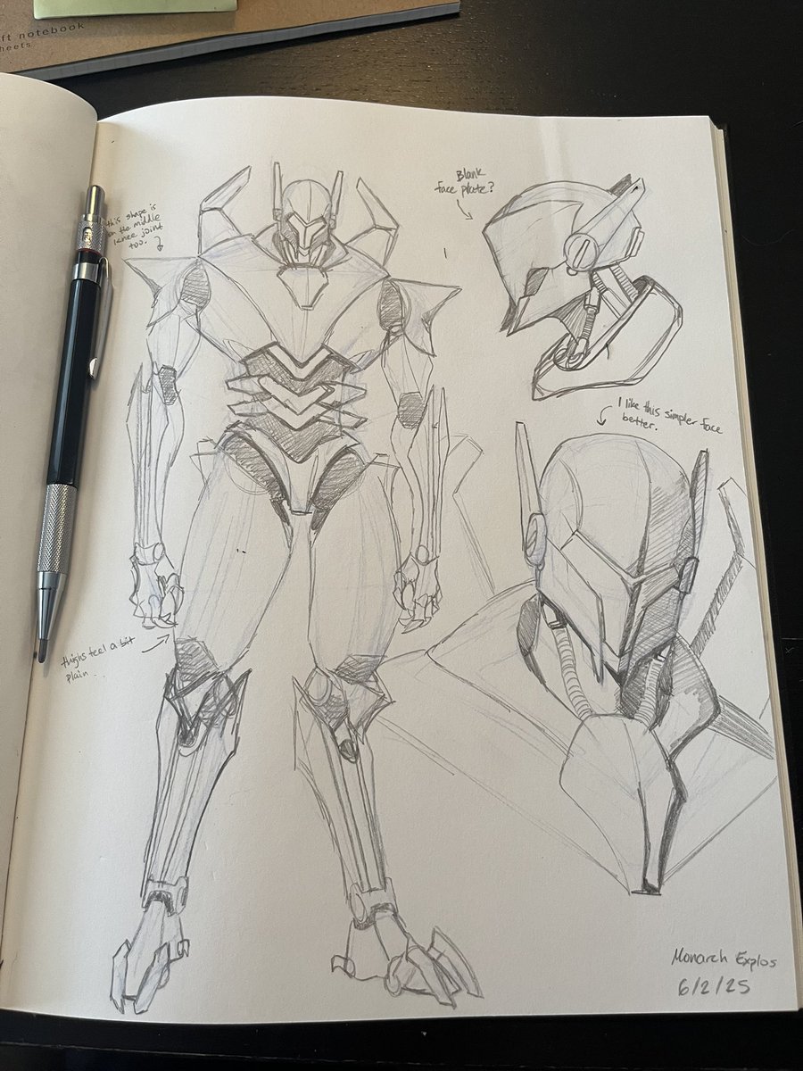 Low_Bones's tweet photo. Some traditional #sketches of my cyborg oc, Monarch. He's really fun to draw #characterdesign https://t.co/i9EhKMwsS0