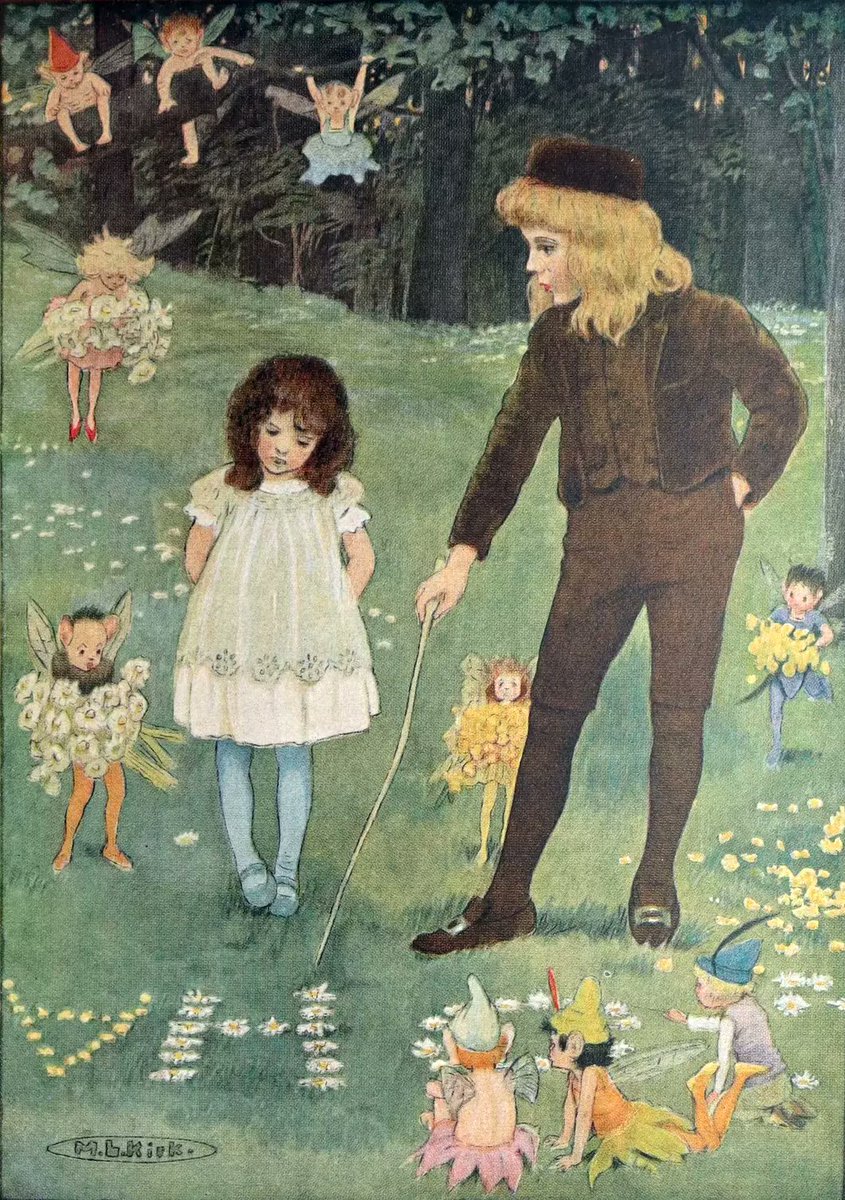 This rare 1910 edition of Mopsa the Fairy drifts between dream and imagination, richly illustrated by Maria L. Kirk.
 mflibra.com/products/1910-…
Jean Ingelow’s unconventional story blends fantasy and introspection in a world both strange and tender. Maria L. Kirk’s luminous