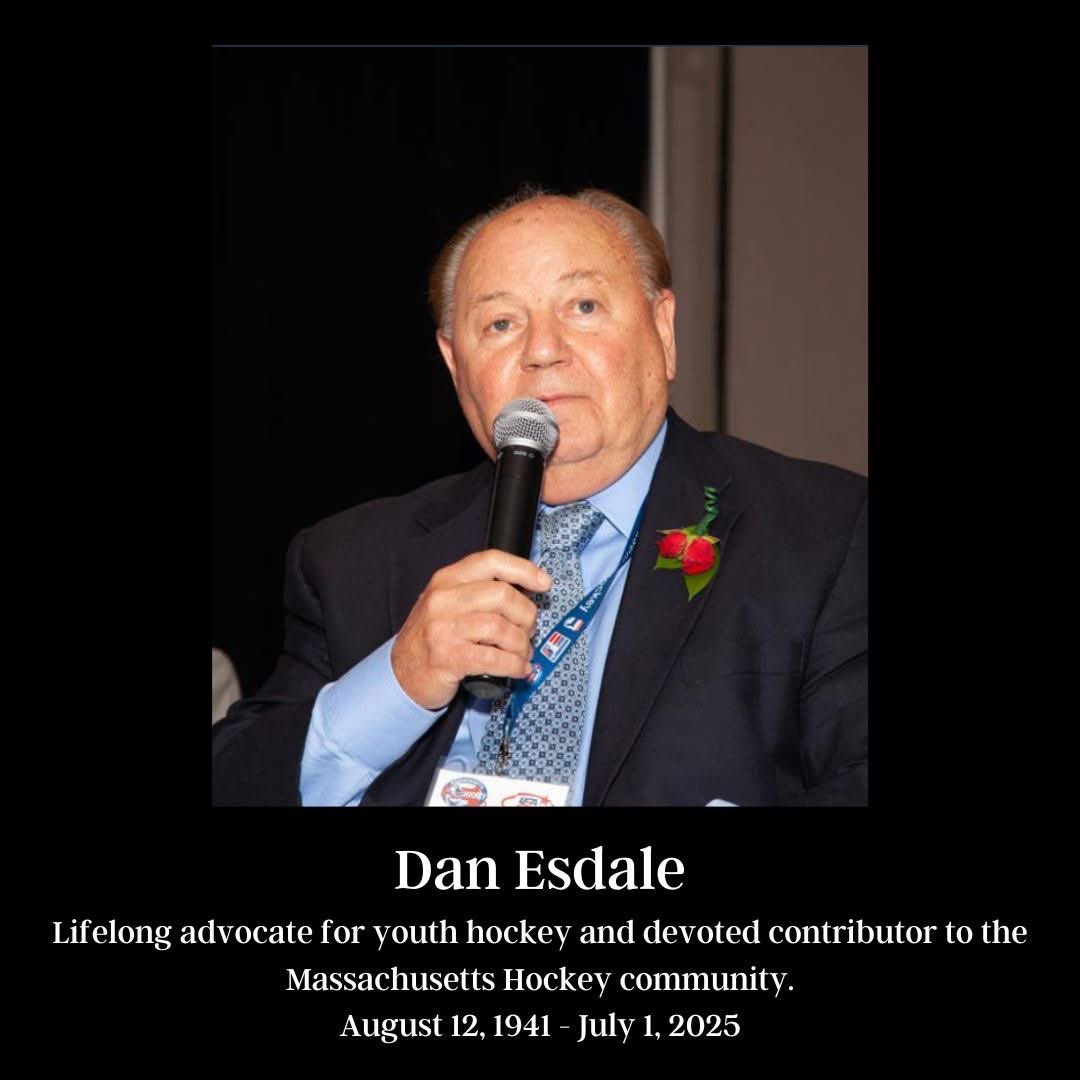 Massachusetts Hockey is saddened to share the passing of dedicated volunteer and longtime board member Dan Esdale, who passed away on July 1, 2025, at the age of 83. Dan, a longtime resident of Hyde Park, devoted much of his life to the sport of hockey in Massachusetts, serving