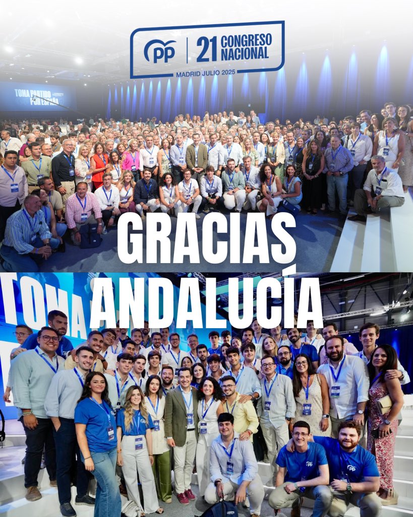 PP de Andalucía (@ppandaluz) on Twitter photo 👏🏽 Gracias a los cientos de andaluces que han participado en el #21CongresoNacionalPP.
¡El PP está preparado para gobernar con <a href="/NunezFeijoo/">Alberto Núñez Feijóo</a>!
#TomaPartidoPorEspaña 🇪🇸 👏🏽 Gracias a los cientos de andaluces que han participado en el #21CongresoNacionalPP.
¡El PP está preparado para gobernar con <a href="/NunezFeijoo/">Alberto Núñez Feijóo</a>!
#TomaPartidoPorEspaña 🇪🇸