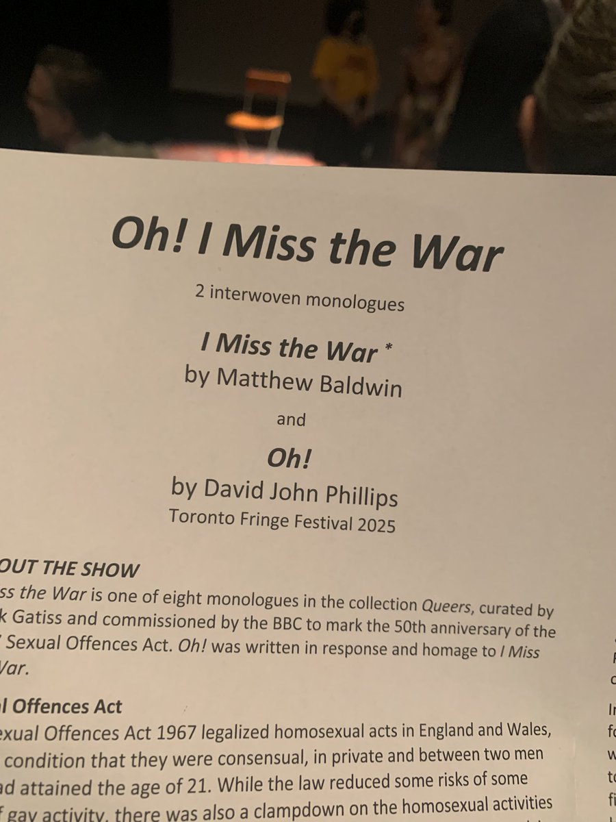 Braved the heat to see the first of four more <a href="/Toronto_Fringe/">Toronto Fringe</a> shows today. Here’s no 1!