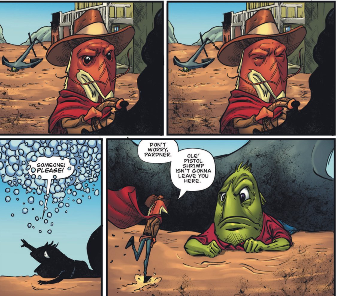Pistol Shrimp is a hero in a very classic sense. He’s got his personal morals and code of honor. Excerpts from the first three issues: 🔫🦐
