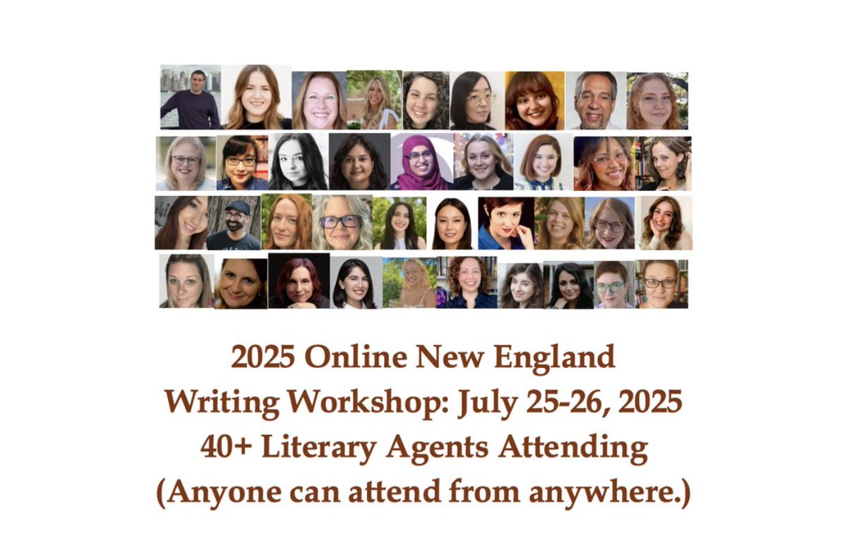 The 2025 New England Writing Workshop — an online “How to Get Published” writing conference on July 25-26, 2025 — is open for registration! Writers can attend virtually from anywhere. Info here: thenewenglandwritingworkshop.com