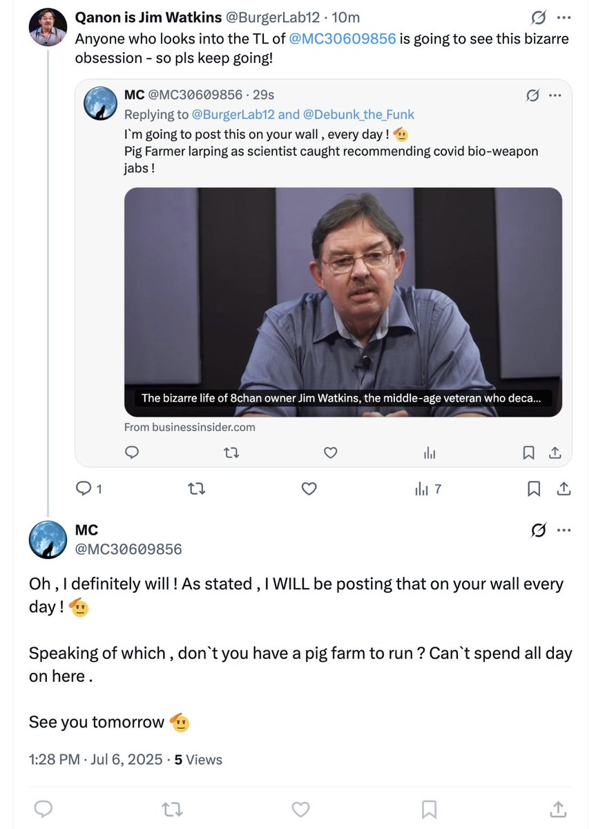 Beyond rejecting his advances, he's also upset that I explained to him that consp theories are how the wealthy weaponize useful idiots like him to encourage ppl to vote to cut the taxes of the rich. That <a href="/MC30609856/">MC</a> is the most establishment one can be.
So he's still stinging
