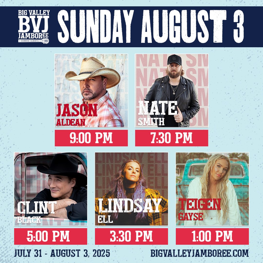 CISN Country 103.9 (@cisncountry) on Twitter photo 🚨🆓WIN BVJ WEEKEND PIT PASSES🆓🚨
2⃣5⃣ days to <a href="/CISNCountry/">CISN Country 103.9</a>💋welcomes <a href="/theBVJ/">Big Valley Jamboree</a> July 31-August 3 2025.
Headliners <a href="/baileyzimmerman/">⚡️Bailey Zimmerman⚡️</a>, <a href="/blakeshelton/">Blake Shelton</a> and <a href="/Jason_Aldean/">Jason Aldean</a>.
Win #BVJ Weekend Pit Passes ⤵️⤵️⤵️
💯🆒➡️➡️➡️ cisnfm.com/contest/23793/… 🚨🆓WIN BVJ WEEKEND PIT PASSES🆓🚨
2⃣5⃣ days to <a href="/CISNCountry/">CISN Country 103.9</a>💋welcomes <a href="/theBVJ/">Big Valley Jamboree</a> July 31-August 3 2025.
Headliners <a href="/baileyzimmerman/">⚡️Bailey Zimmerman⚡️</a>, <a href="/blakeshelton/">Blake Shelton</a> and <a href="/Jason_Aldean/">Jason Aldean</a>.
Win #BVJ Weekend Pit Passes ⤵️⤵️⤵️
💯🆒➡️➡️➡️ cisnfm.com/contest/23793/…
