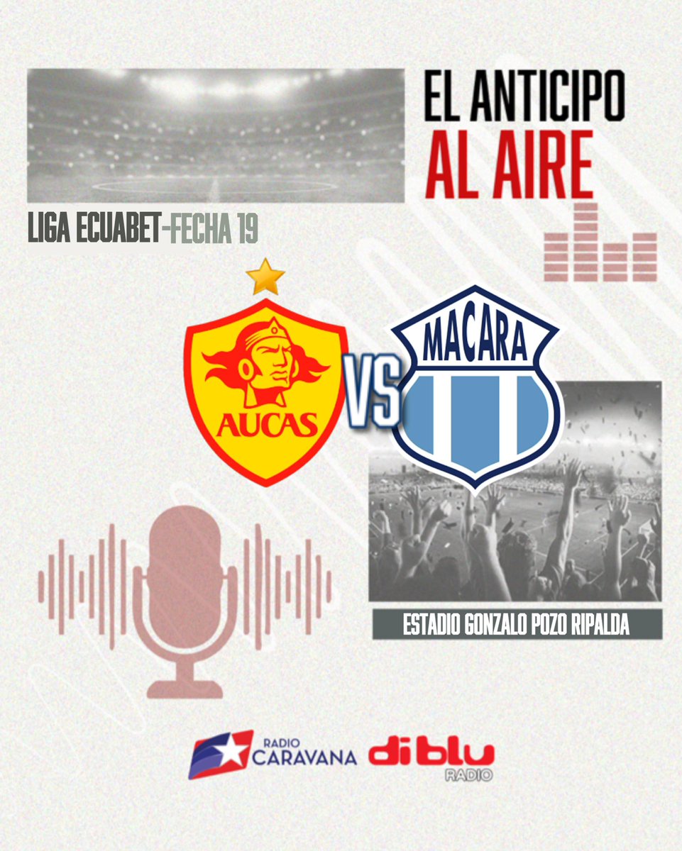 Radio Diblu (@radiodiblufm) on Twitter photo 🔥 ¡ARRANCA LA JORNADA DEL DOMINGO!
🎙️ <a href="/zedenoduval/">Duval Zedeño B</a>
🎙️ <a href="/CarlosXArguello/">Carlos Xavier Argüello</a>
🎙️ <a href="/ccarrasco750/">Christian Carrasco</a>
🎙️ <a href="/nadia_manosalva/">nadia manosalvas </a>
🟡 <a href="/Aucas45/">S. D. Aucas Oficial</a> 🆚 <a href="/Macara_Oficial/">Club Dep. Macará</a> 🔵
🏆 @LigaProEC
🗓️ Fecha 19
🏟️ Gonzalo Pozo
⏰ 13H00
👉🏻 Disfrútalo por diblu.ec y radiocaravana.com 🔥 ¡ARRANCA LA JORNADA DEL DOMINGO!
🎙️ <a href="/zedenoduval/">Duval Zedeño B</a>
🎙️ <a href="/CarlosXArguello/">Carlos Xavier Argüello</a>
🎙️ <a href="/ccarrasco750/">Christian Carrasco</a>
🎙️ <a href="/nadia_manosalva/">nadia manosalvas </a>
🟡 <a href="/Aucas45/">S. D. Aucas Oficial</a> 🆚 <a href="/Macara_Oficial/">Club Dep. Macará</a> 🔵
🏆 @LigaProEC
🗓️ Fecha 19
🏟️ Gonzalo Pozo
⏰ 13H00
👉🏻 Disfrútalo por diblu.ec y radiocaravana.com