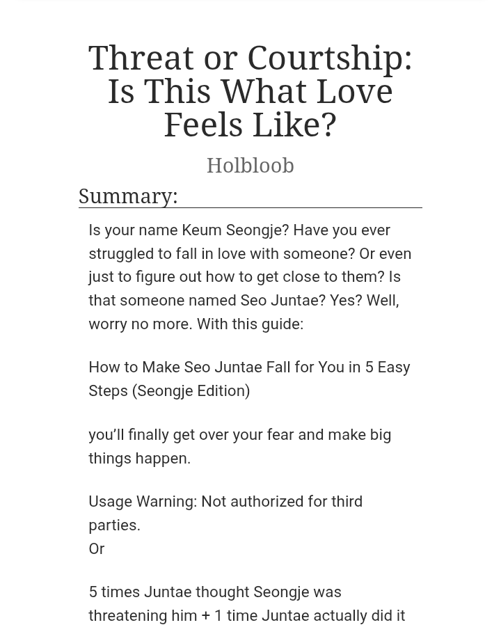 holbloob's tweet image. Hey, #Seongtae nation! Wake up.
I didn’t think I’d finish this so quickly, but last night I had a sudden burst of inspiration, and here I am.
I hope you enjoy it and feel encouraged to interact!
archiveofourown.org/works/67220449