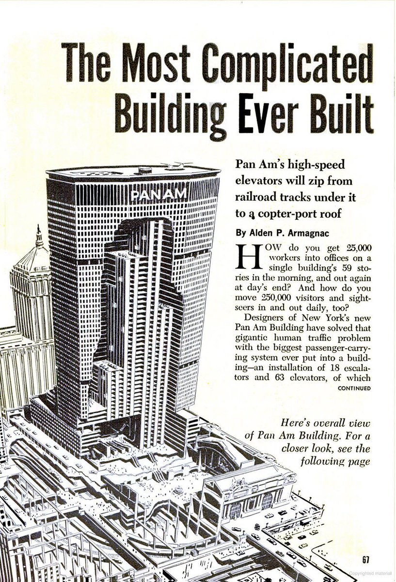 The Pan Am building in front of Grand Central. A symbolic and literal triumph of the airline industry over the railroads, followed by the sale to MetLife and Pan Am's 1991 collapse signifying the transition from an economy that moves things to an economy that insures things.