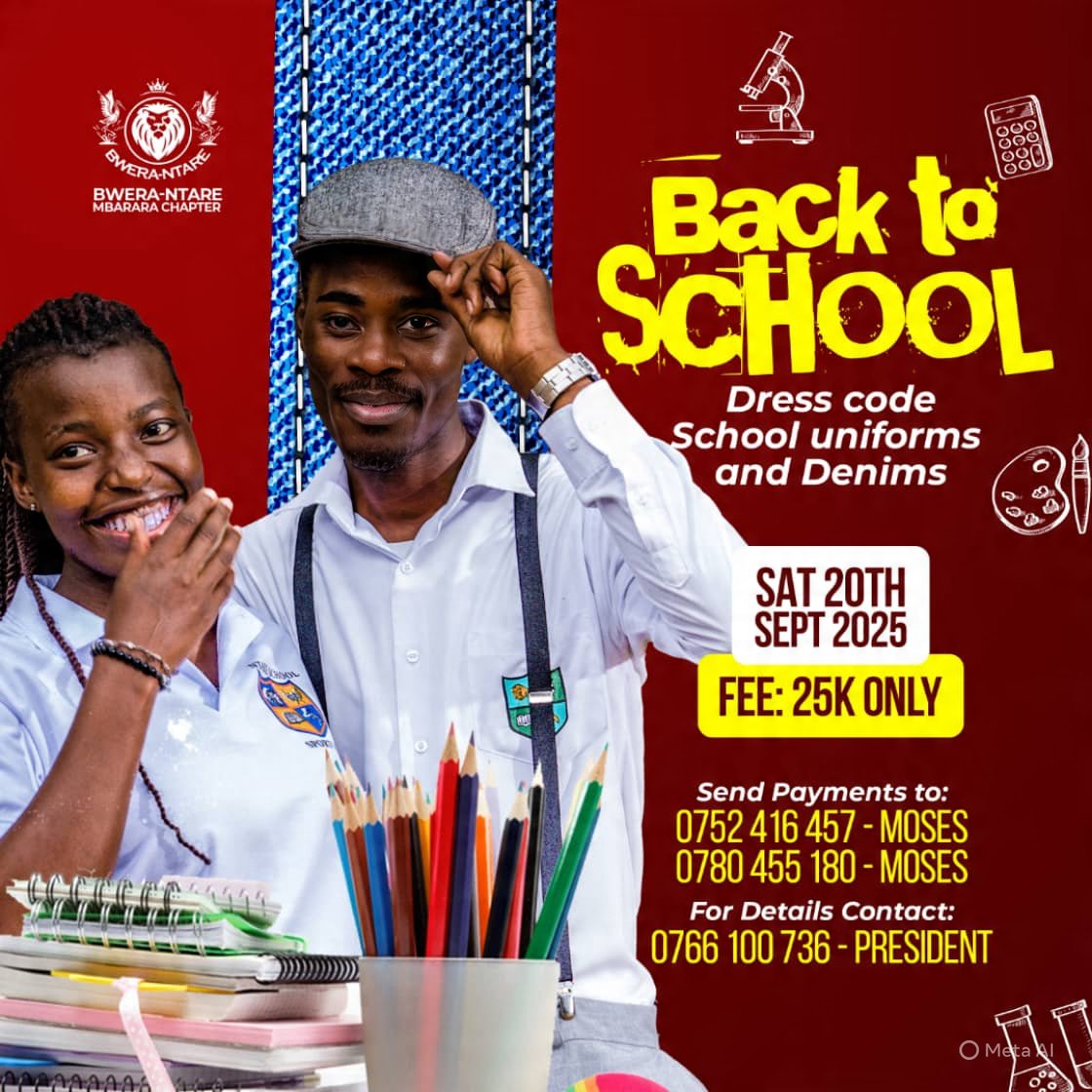 The Go Back to School event is back , bigger and better🔥🔥🔥🔥

U can't afford to miss this.....

We roll again on 20th September <a href="/Ntare_School/">Ntare School</a> 

Dress code: Bweras or Ntare School Uniform