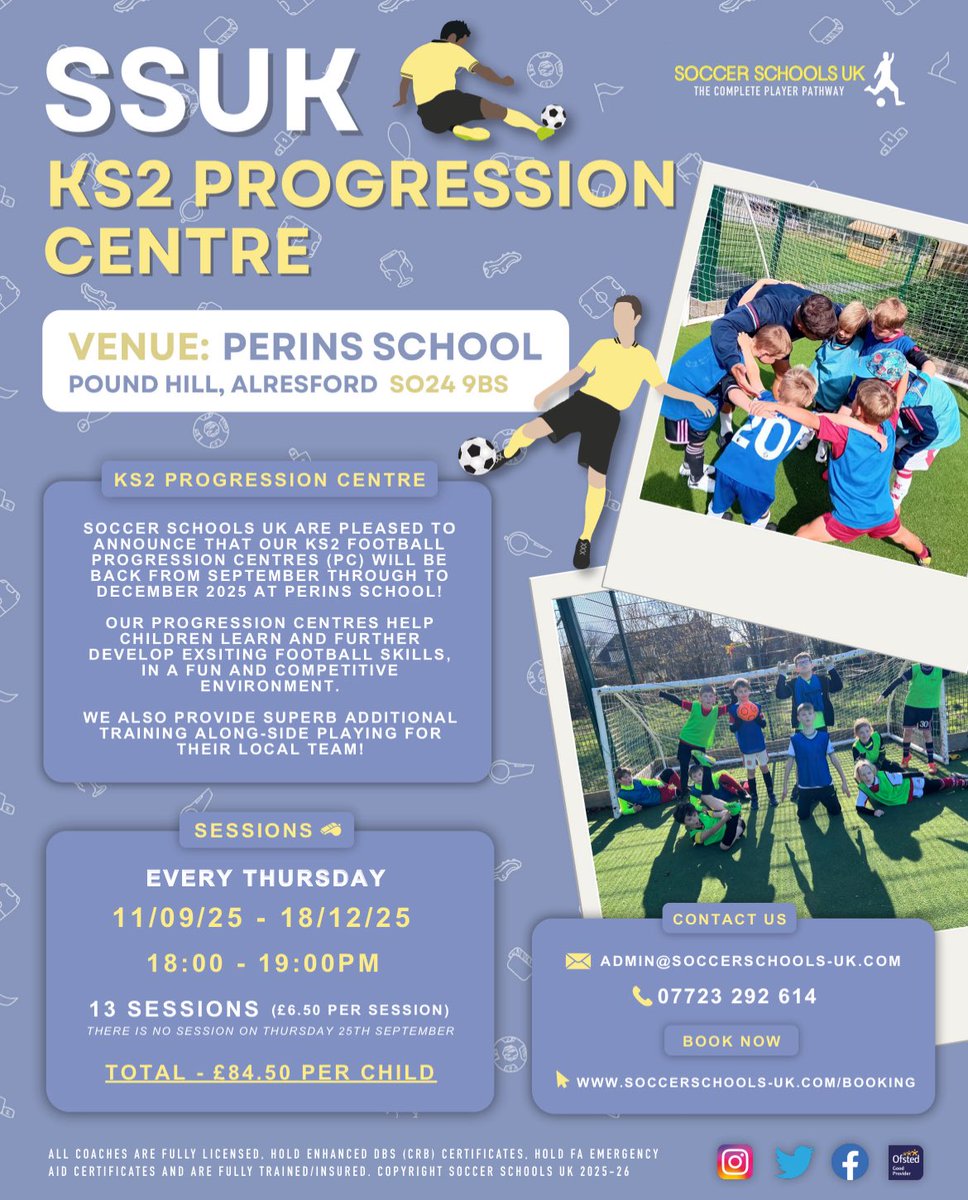 Dates for our Evening Progression &amp; Development Centres have been released for the New Academic Year, Autumn term, September 2025! ⚽️🔴⚪️

📧 admin@soccerschools-uk.com 
💻 soccerschools-uk.com/booking 
📞 07463 237878