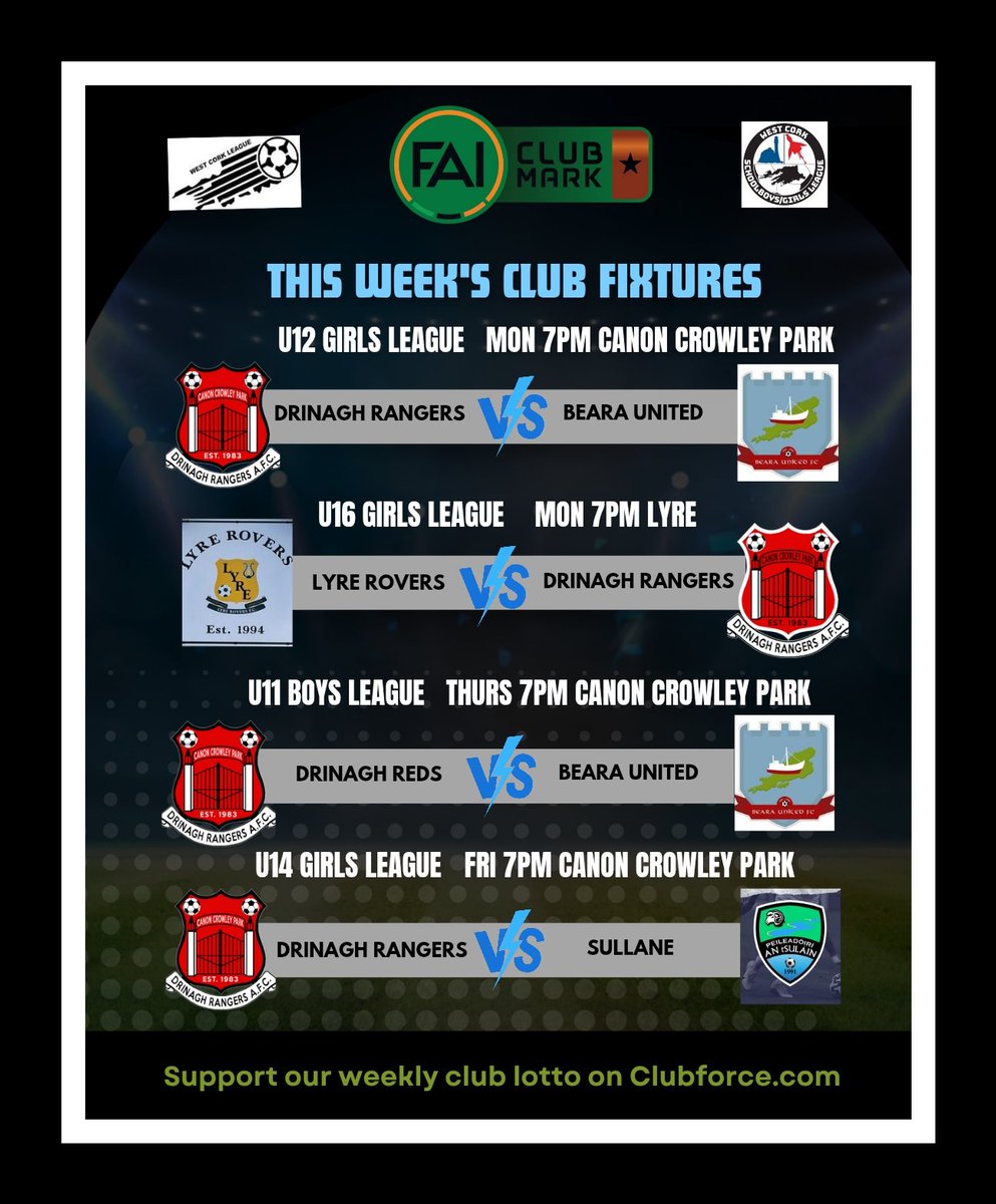 🔴⚫️ This week's club fixtures 🔴 ⚫️