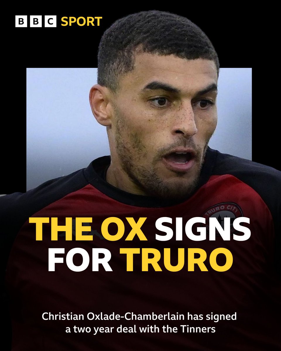 BBC Sport Cornwall (@cornwallsport) on Twitter photo Christian Oxlade-Chamberlain signs a permanent contract with Truro City
It's a two year deal for the fan favourite and king of long throws
Read more here: bbc.co.uk/sport/football… Christian Oxlade-Chamberlain signs a permanent contract with Truro City
It's a two year deal for the fan favourite and king of long throws
Read more here: bbc.co.uk/sport/football…