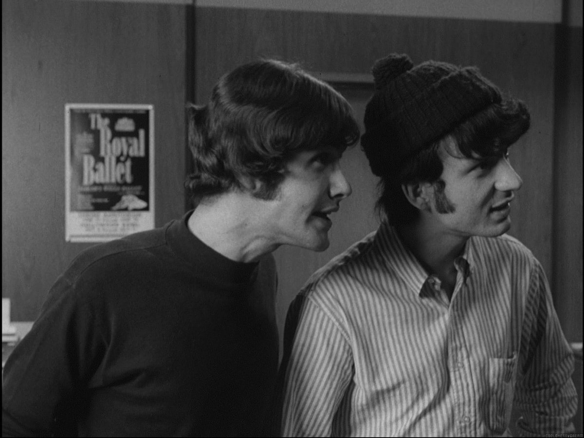 Dailynesmith's tweet image. Unknown auditioner and Mike Nesmith screen testing for The Monkees tv show