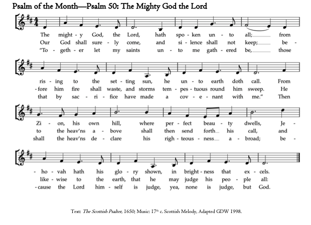 Sbjernegard's tweet image. The Psalm of the month at Cornerstone: Psalm 50 from the 1650 Scottish Psalter.