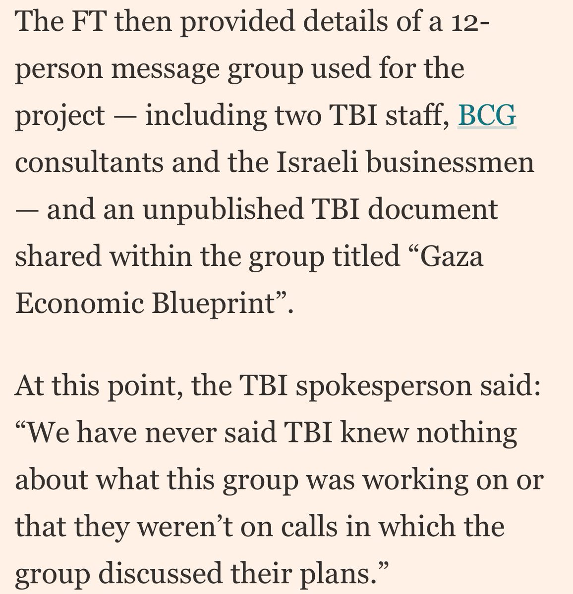 Tony Blair’s institute flack straight up lying and caught by receipts 

good reminder that folks are often full of shit, or at the most generous paid to be an ignorant channel for the client’s lies

incredible FT reporting on this Boston Consulting group fiasco