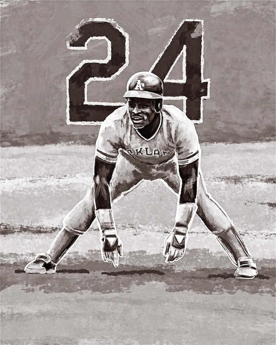 “Rickey don’t like Rickey’s legs being cold.” – Rickey Henderson

1,406 steals. 3,000+ hits. Nearly 300 homers.

Painted in <a href="/AdobeFresco/">Adobe Fresco</a> with impressionist brushes.