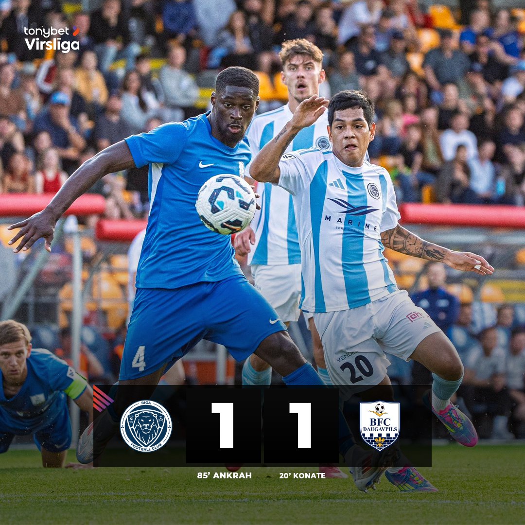 😯 Pārsteigums Skonto stadionā! Divu Eirokausu komandu duelī BFC Daugavpils spēlē neizšķirti 1:1 ar <a href="/RigaFC_Official/">Riga FC</a> , pārtraucot rīdzinieku piecpadsmit uzvaru sēriju. 

📸: Riga FC