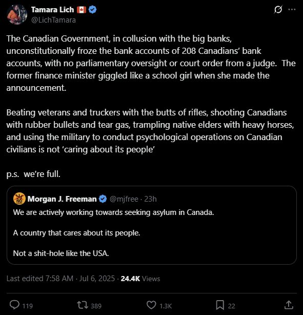 It's amazing how they occupied our Capital for 3 weeks and blocked border crossings. Then were removed after multiple warnings, all without serious injury. Yet they pretend it was a bloodbath. 

They truly are the snowflakes of Canada.