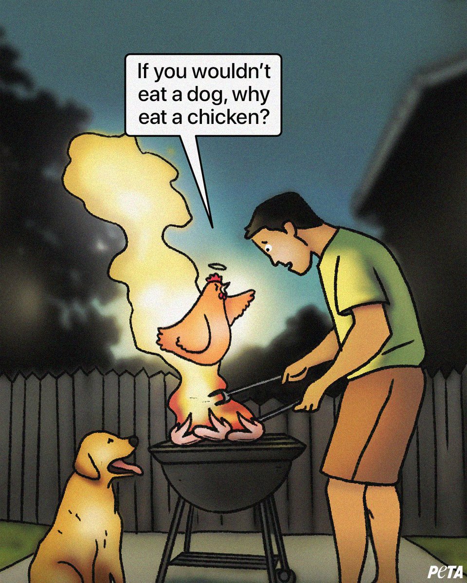 What if your grilled chicken came back to life to question your speciesism?🫣 If you wouldn't eat one, don’t eat the other.
