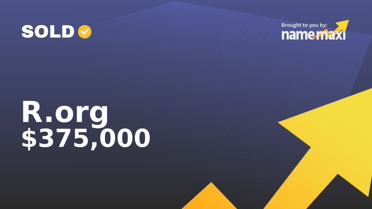 namemaxicom's tweet photo. Domain Sold!
✅R․org sold for $375,000
🛒Sold via LegalBrandMarketing
📅July 6, 2025

Register similar domains:
https://t.co/MXyDNsd6yp https://t.co/09NXbRuPCe