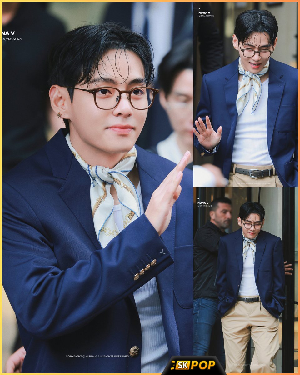 SKPopCulture's tweet image. 📸 CELINE Boy V (Kim Taehyung) is gorgeous channeling his 'good boy' days in preppy academia fashion, headed to Celine's after-party! 😍✨🤓💜
#CelineBoyV #TAEHYUNGxCELINE #VxCelineFashionShow