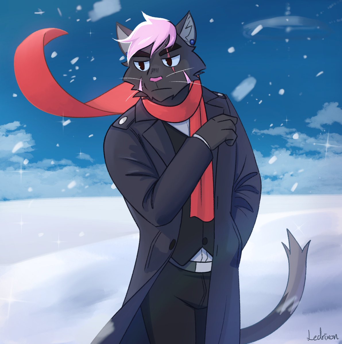 Ledrixon's tweet image. Cat with scarf